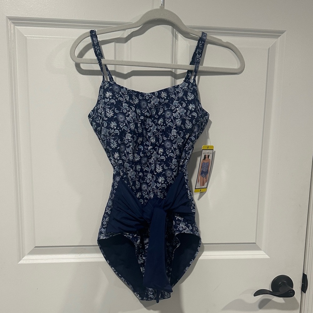 Midnight by Carole Hochman Blue Floral Swimsuit